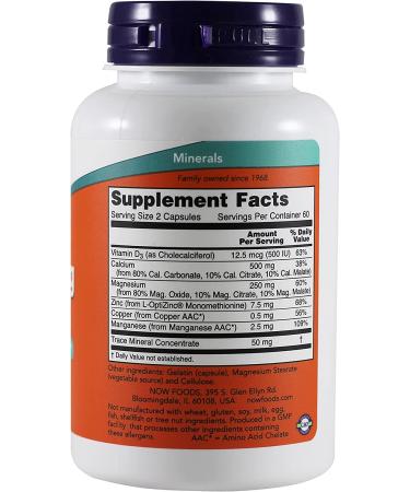 Now Foods Cal-Mag Caps with Vitamin D & Trace Minerals - 120 Capsules for Bone Health - Buy Online on GoSupps.com