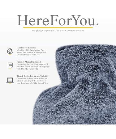 Qomfor Hot Water Bottle with Soft Cover - 1.8L Large - Pain Relief for Neck, Shoulders, Menstrual Cramps - Hot/Cold Therapy - Dark Grey - Buy Online on GoSupps.com