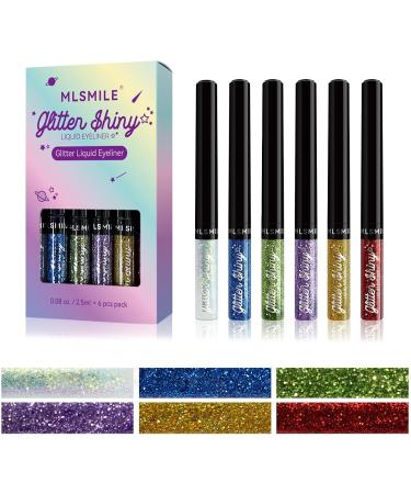 Colored Eyeliners Liquid Eye Shadow Pigmented Eye Liner 6 Colors | Long Lasting Glitter Eyeshadow Waterproof Shimmer Eyeliner Eye Glitter for Festival Eye Makeup Rowces - Buy Online on GoSupps.com