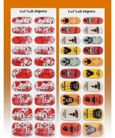 EBANKU 40PCS Halloween Gel Nail Wraps Gel Nail Strips Full Wraps Adhesive Gel Nail Stickers with Nail File and Stick(UV/LED Lamp Required)(A) - Buy Online on GoSupps.com