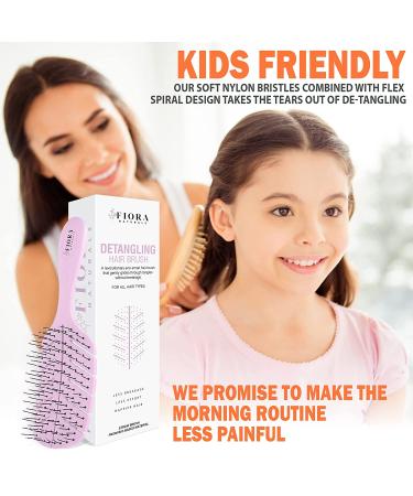Fiora Naturals Detangler Brush - Bio-Friendly, Ultra-Soft Bristles - For Curly, Straight, Black Hair - Women, Men, Kids - Pink - Buy Online on GoSupps.com