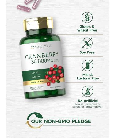 Carlyle Cranberry Supplement | 90 Capsules | Non-GMO and Gluten Free Formula | Cranberry Pills from Concentrate Extract - Buy Online on GoSupps.com