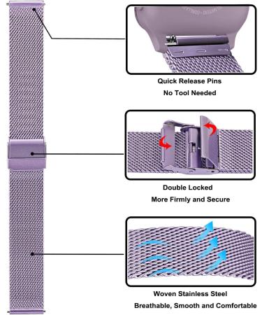 TRUMiRR Woven Stainless Steel Watch Band for Garmin Venu Sq - Orchid Purple - Buy Online on GoSupps.com