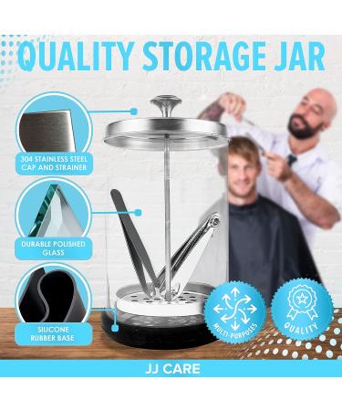 JJ CARE Disinfectant Jar (21 oz) with Removable Basket and Stainless Steel Cap - Ideal for Salon, Manicure Implements, and Barber Tools - Buy Online on GoSupps.com