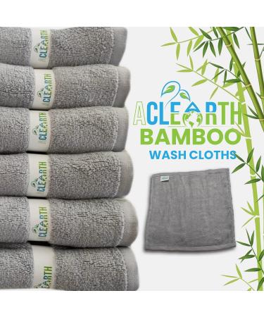 ACLEARTH Grey Bamboo Wash Cloths (6 pc) - Soft Face Wash Cloth Flannels 25x25cm for Sensitive Skin, Makeup Removal - Premium Bamboo Face Cloth for Adults, Babies, Kids - Ideal Gift - Buy Online on GoSupps.com