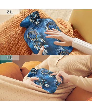 Soft Velvet Hot Water Bottle with Dream Catcher - Pain Relief & Bed Warmer | 1L Hot & Cold Compress - Buy Online on GoSupps.com