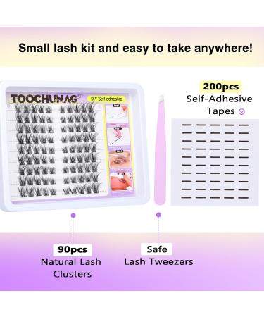 Buy Wispy Lash Clusters - 200pcs Self Adhesive Eyelash Strips for DIY C Curl Extensions | TOOCHUNAG 21F-Cat Eye - Buy Online on GoSupps.com