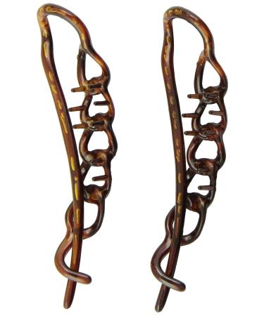 Celluloid Acetate Tortoise Shell Caravan Slide Barrettes - Non Metal Chain, Set of 2 - Buy Online on GoSupps.com