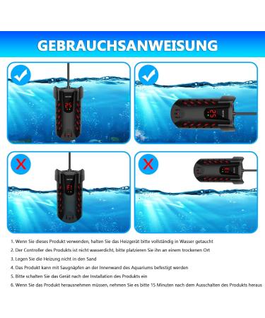 Yaobluesea 25W Aquarium Heater with LED Temperature Display - Ideal Thermostat for Small Aquariums Turtles & Betta Fish - Buy Online on GoSupps.com