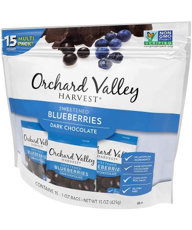 Orchard Valley Harvest Dark Chocolate Covered Blueberries - 1oz Bags (Pack of 15) | Gluten-Free, Non-GMO, No Artificial Ingredients - Buy Online on GoSupps.com