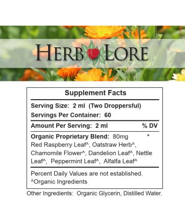 Herb Lore Organic Pregnancy Tea Tincture Liquid Red Raspberry Leaf Tea for Pregnancy & Postpartum First Trimester Labor Prep & Third Trimester Support - Buy Online on GoSupps.com