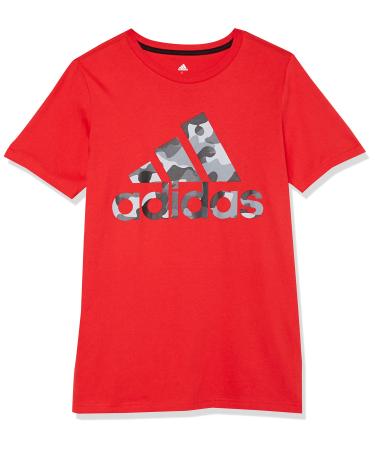 adidas Boys' Short Sleeve Cotton Jersey Logo T-Shirt Tee X-Large Vivid Red