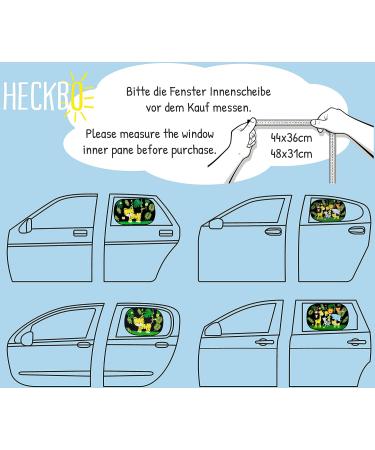 HECKBO 2x Car Sun Visor with 8 Suction Cups - Jungle Animals Side Sunshade 48x31cm for Baby Kids - Includes Bag - Buy Online on GoSupps.com