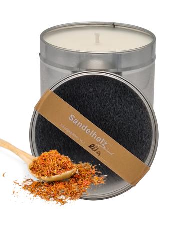 Natural scented candle sandalwood - 250gr tin - 40 hours burning time - Scendet Candle - Hand poured - Vegan candle made from soy wax