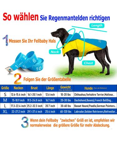 Buy Waterproof Rain Jacket for Dogs | Adjustable Reflective Dog Coat | Ultra-Light Rain Cape for Small Medium & Large Pets - Yellow & Blue - Buy Online on GoSupps.com