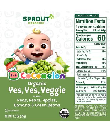 CoComelon Sprout Organic Baby Food Toddler Pouches - Veggie, Fruits, Grains 3.5 Oz (Pack of 12) - Buy Online on GoSupps.com