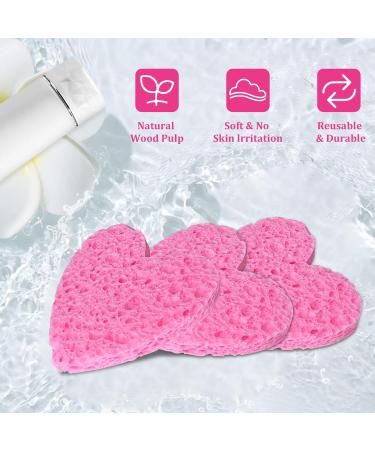 Buy 50-Count Natural Heart Shape Facial Sponges for Women - 100% Compressed Cellulose | Ideal for Cleansing Exfoliating & Skin Massage - Pink - Buy Online on GoSupps.com