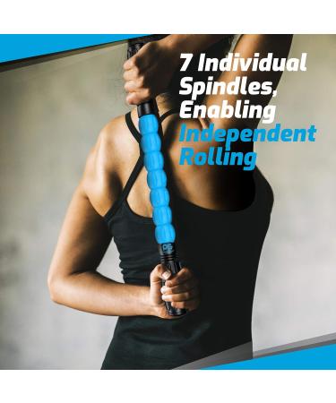 Physix Gear Sport Massage Roller with Handle Self-Massage Fascia Rod for Muscle Pain Relief | Blue Includes 1 Pack + E-Guide - Buy Online on GoSupps.com