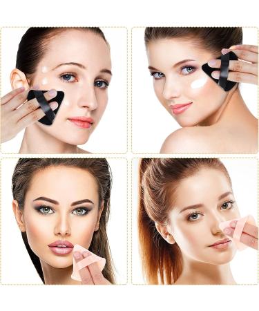 6-Piece Triangle Powder Puff Face Makeup Sponge Set with Strap - Soft Velour Puffs for Mineral Powder & Foundation - Black & Light Skin Tones - Buy Online on GoSupps.com