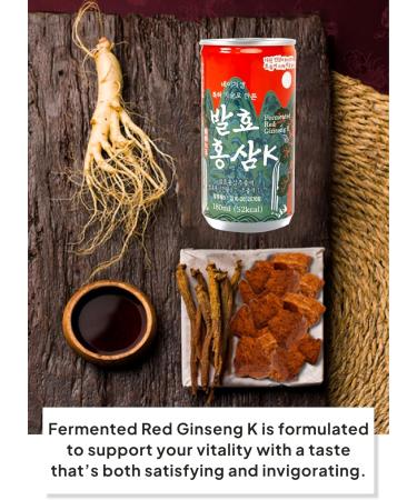 Korean Food Red Ginseng Drink with Siberian Chaga 9-Steamed 9-Dried Ginseng Vegan-Friendly 15 Cans 180ml (6.08 fl oz) Naturecell - Buy Online on GoSupps.com