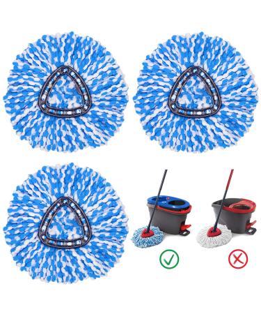 3 Pack Spin Mop Refills Blue for Ocedar 2 Tank System Triangle Mop-Head Easy Rinse Cleaning Microfiber Spin Mop Head Replacement 3 Count (Pack of 1)