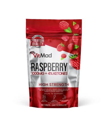 Raspberry Ketones 1000mg - 120 Tablets (4 Month Supply) Supplement for Men & Women - Suitable for Low-Carb & Keto-Diet