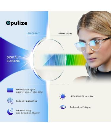 Opulize Met Blue Light Blocking Reading Glasses | Slim Round Frame | Spring Hinges | Anti-Reflective | Transparent Grey | Unisex | +3.50 Magnification - Buy Online on GoSupps.com
