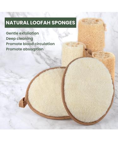 Natural Loofah Sponge Exfoliating Body Scrubber 2 Pack - Biodegradable Shower Loofah for Women and Men - Large 5 x 7 - Buy Online on GoSupps.com