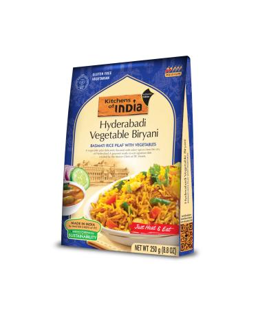 Kitchens of India Hyderabadi Vegetable Biryani - Basmati Rice Pilaf with Vegetables, 250g (8.8 OZ), Gourmet Ready to Eat Authentic Indian Dish Hyderabadi Vegetable Biryani 8.8 Ounce (Pack of 1)