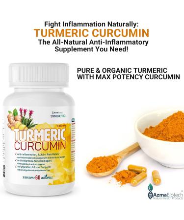 Azmabiotech Organic Turmeric Curcumin 1000mg Anti-Inflammatory & Antioxidant Support for Joint Health 60 Veggie Capsules Non-GMO Vegan Gluten-Free Made in Canada - Buy Online on GoSupps.com