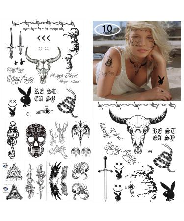 Post Malone and Death Eaters Halloween Tattoo Set - 10 Sheets | Temporary Accessories for Parties - Buy Online on GoSupps.com
