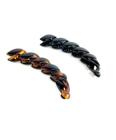 2 pieces Banana Hair Clip black and brown Twisted Clip Comb ladies hair fish grip