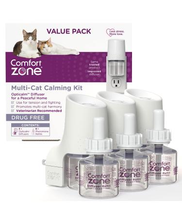 3 Diffusers Plus 6 Refills | Comfort Zone Multi-Cat Calming Diffuser Kit (Value Pack) for a Peaceful Home | Veterinarian Recommend | Stop Cat Fighting and Reduce Spraying & Other Problematic Behaviors