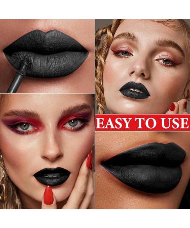 Buy Matte Black Lipstick for Women | Long Lasting Waterproof Liquid Lip Gloss | Non-Stick Non-Fading Lip Makeup | Perfect for Halloween | 1P Black - Buy Online on GoSupps.com