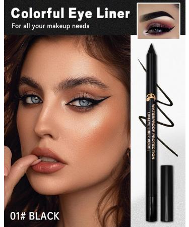 Black Gel Eyeliner Pencil Sharpenable Matte Eye Liner Pen Waterproof Smudge proof Gel Cream Smooth Waterline Eyeliner Long Lasting Eyeliner Makeup with Sharpener High Pigmented Dineador De Ojos-01 01 Black - Buy Online on GoSupps.com