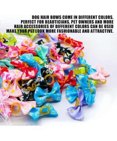 Symphonyw Dog Hair Bows 28 Pcs Daisy Flower Dog Hair Bows with Elastic Rubber Bands Pet Dog Grooming Hair Bands Hair Accessories for Long Hair Puppy Kitten Dogs Cats Random Color Multi-colored B - Buy Online on GoSupps.com