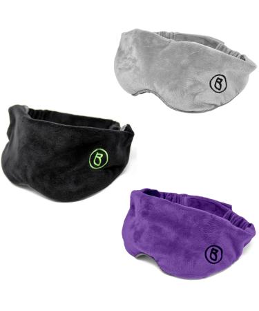 BARMY Weighted Sleep Masks (0.8lb/13oz) Black Gray and Purple Bundle Weighted Eye Mask for Sleeping Eye Cover That Blocks Out Light to Help Relaxation and Sleep Comfortable Blackout Sleeping Mask
