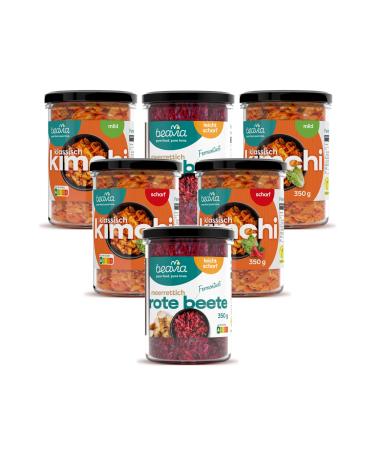 Beavia fermented mix (6x350g) |Kimchi and beetroot |To support immunityTo lose weight |vegan without preservatives gluten -free |sauerkraut