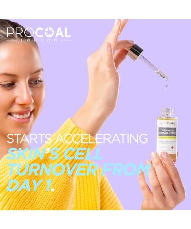 Procoal Overnight Retinol Serum 3% - High Strength Face Serum with Bisabolol & Paracress Extract - 30ml - Vegan & Cruelty-Free - Made in UK - Buy Online on GoSupps.com