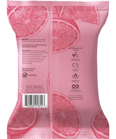 Burts Bees Pink Grapefruit Facial Cleanser Towelettes & Makeup Remover Wipes - 30 Count Pack - For All Skin Types - Made with Repurposed Cotton - Buy Online on GoSupps.com