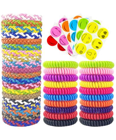 40 Pack Mosquito Repellent Bracelets, 20 Pack PU Leather Mosquito Wristbands and 20 Pack EVA Mosquito Bands with 36 Pcs Mosquito Repellent Patches, DEET-Free Mosquito Stickers for Adults and Kids