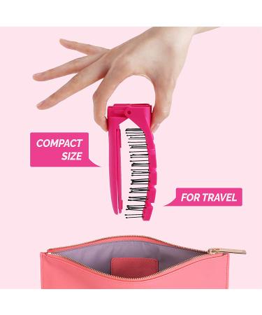 F3 Systems Travel Folding Hair Brush with Mirror - Compact Detangling Comb for Adults & Kids - Portable Pocket Brush for Healthy Shine on Wet & Dry Hair - Buy Online on GoSupps.com