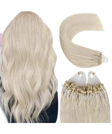 Youngsee Microring Extensions Real Hair Blond Microring Hair Extensions Lang Micro Ring Hair Extensions Microring Loop Extensions Glow Extensions Real Hair 1g Micro Rings Hair 50g #60a 60 cm-Micro 3-1- #60A
