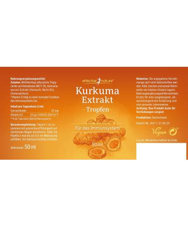 Turmeric Extract 50ml - Vegan Supplement with Vitamin D3 No Additives Easy Dosage Pipette - 50 Days Supply - Buy Online on GoSupps.com