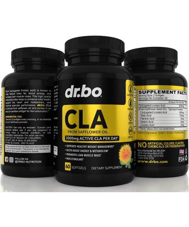 CLA Safflower Oil Supplement 2000mg - Weight Management & Lean Muscle Support - Non Stimulant Diet Pills for Men & Women - Conjugated Linoleic Acid - 60 Softgels - Buy Online on GoSupps.com