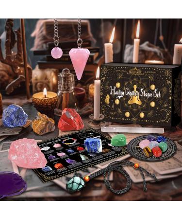 Buy Nkihrkk 21pcs Crystal Healing Stones Set - Natural Chakra Gemstones & Minerals with Fabric Bag for Meditation & Energy Healing - Buy Online on GoSupps.com