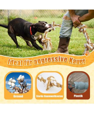 GaiusiKaisa Dog Rope Toy - Extra Large Indestructible 100% Cotton - Perfect for Aggressive Chewers Tug of War for Large & Medium Dogs - 74cm & 58cm - Buy Online on GoSupps.com