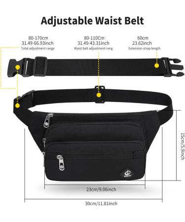 Ihigogofa Belly Pocket Belt Bag | Unisex 60cm Shoulder Cell Phone Bag for Outdoor Travel Hiking & Dog Training Modern Black Design - Buy Online on GoSupps.com