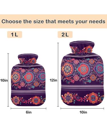 Naanle Paisley Tribal Ethnic Hot Water Bottle with Cover - 2L Transparent Bed Warmer for Pain Relief & Heat Therapy - International Shipping Available - Buy Online on GoSupps.com