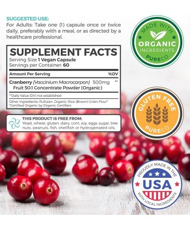 Organic Cranberry Pills 25,000mg - UTI Support & Kidney Cleanse - Vegan - 60 Capsules - Buy Online on GoSupps.com